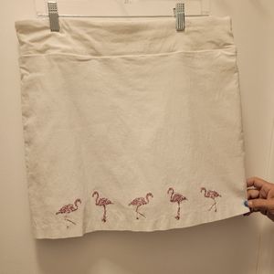 Womens Golf Skort Like New size Large White with beaded flamingos